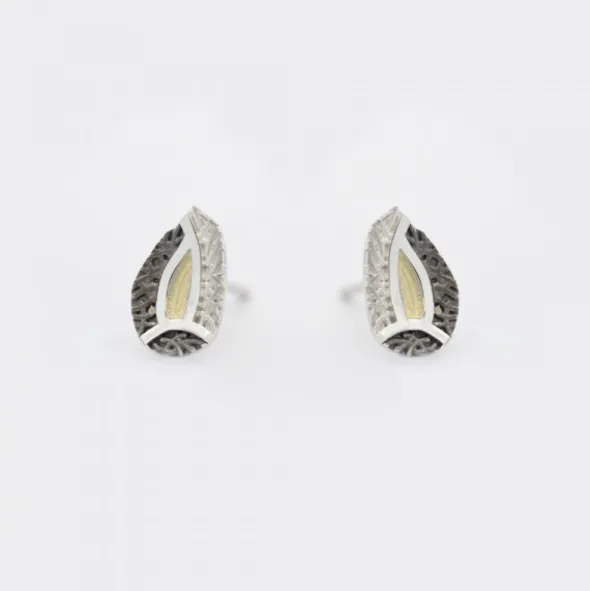 Pendientes Almendra Vitoria Plata y Lámina de Oro