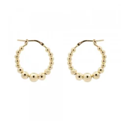 Pendientes Aro Bolitas Plata Dorada 20mm