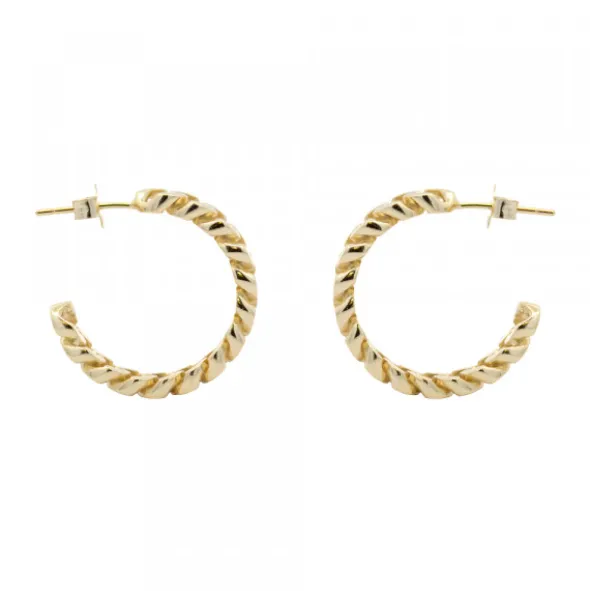 Pendientes Aro Chain Plata Dorada 22mm