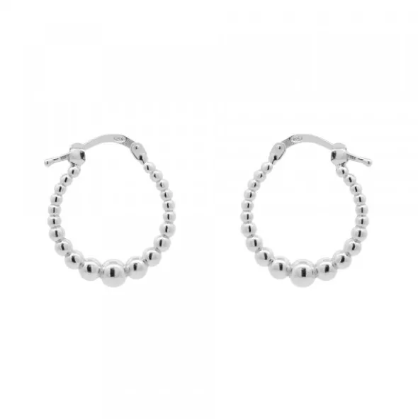 Pendientes Aro con Bolitas Plata 15mm