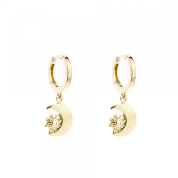 Pendientes Aro Cripa Luna Plata Dorada 11mm
