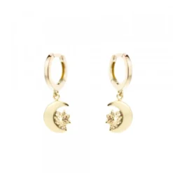 Pendientes Aro Cripa Luna Plata Dorada 11mm