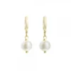 Pendientes Aro Cripa Plata Dorada y Perla 12mm