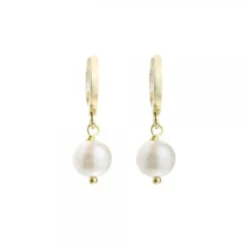 Pendientes Aro Cripa Plata Dorada y Perla 12mm