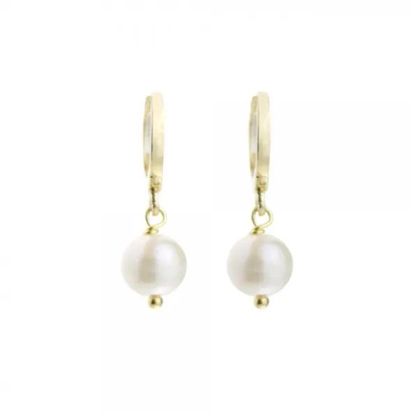 Pendientes Aro Cripa Plata Dorada y Perla 12mm