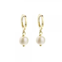 Pendientes Aro Cripa Plata Dorada y Perla 12mm