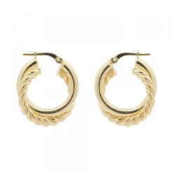 Pendientes Aro Doble Entrelazados Plata Dorada 20mm