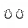 Pendientes Aro Doble Entrelazados Plata Negra 15mm