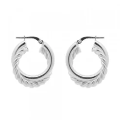 Pendientes Aro Doble Entrelazados de Plata 20mm