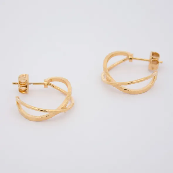 Pendientes Aro Doble Plata Dorada 20mm