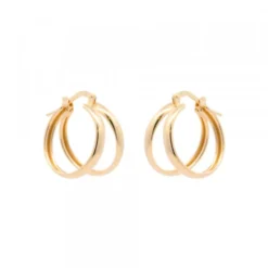 Pendientes Aro Doble Plata Dorada 16mm