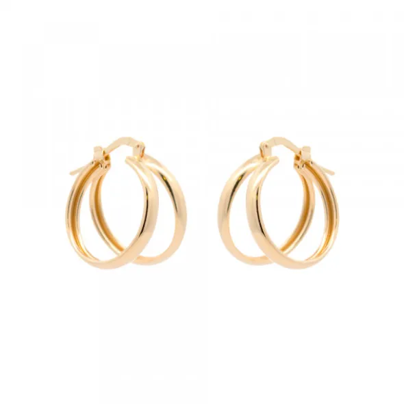 Pendientes Aro Doble Plata Dorada 16mm