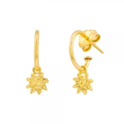 Pendientes Aro Eguzkilore Plata Dorada 15mm