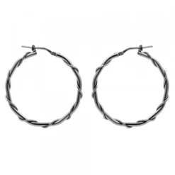 Pendientes Aro Enredado en Plata Negra 33mm