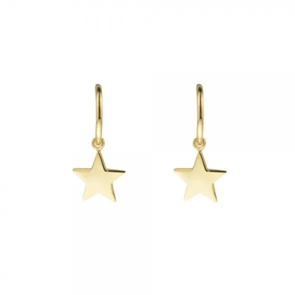 Pendientes Aro Estrella de Plata Dorada