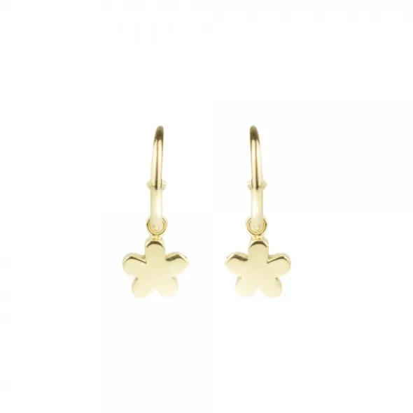 Pendientes Aro Flor de Plata Dorada