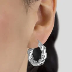 Pendientes Aro Gallonado Plata 20mm