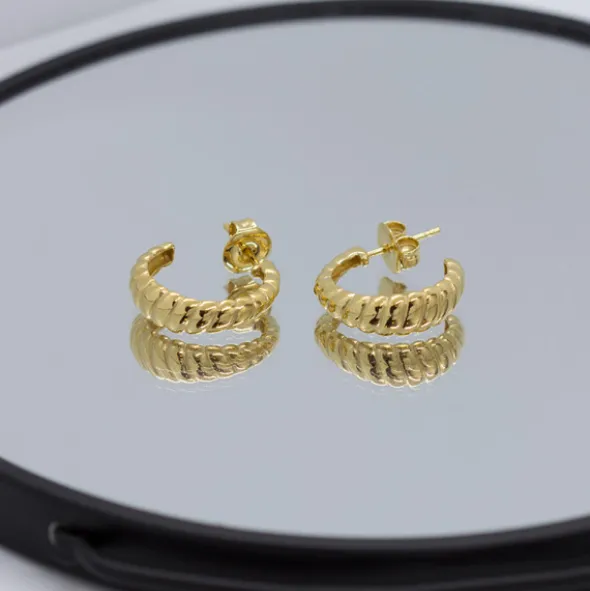 Pendientes Aro Grecia Plata Dorada 20mm
