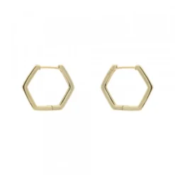Pendientes Aro Hexagonal de Plata Dorada