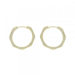 Pendientes Aro Hexagonal Plata Dorada y Circonitas 19mm