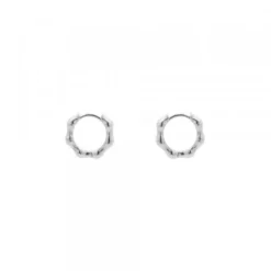 Pendientes Aro Mini Bambú de Plata