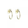 Pendientes Aro Plata Dorada Circonita 15mm