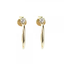 Pendientes Aro Plata Dorada Circonita 15mm