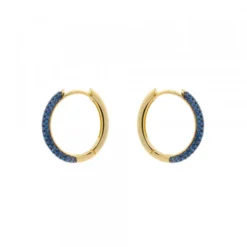 Pendientes Aro Plata Dorada y Circonitas Azules