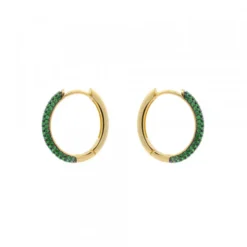 Pendientes Aro Plata Dorada y Circonitas Verdes