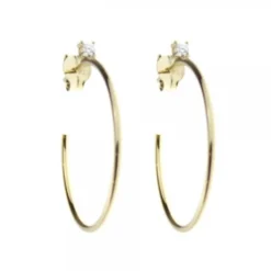 Pendientes Aro Plata Dorada y Circonita 30mm