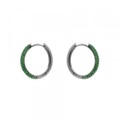 Pendientes Aro Plata Negra y Circonitas Verdes