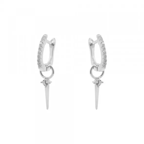 Pendientes Aro Plata y Circonitas 10mm