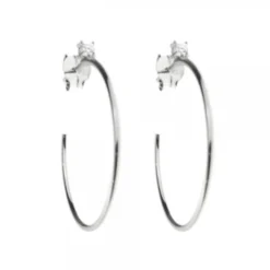 Pendientes Aro Plata y Circonita 30mm