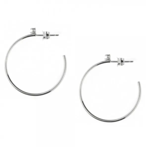 Pendientes Aro Plata y Circonita 30mm