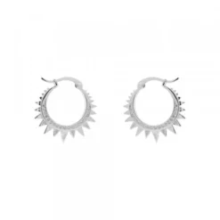 Pendientes Aro Punk Plata y Circonitas 15mm