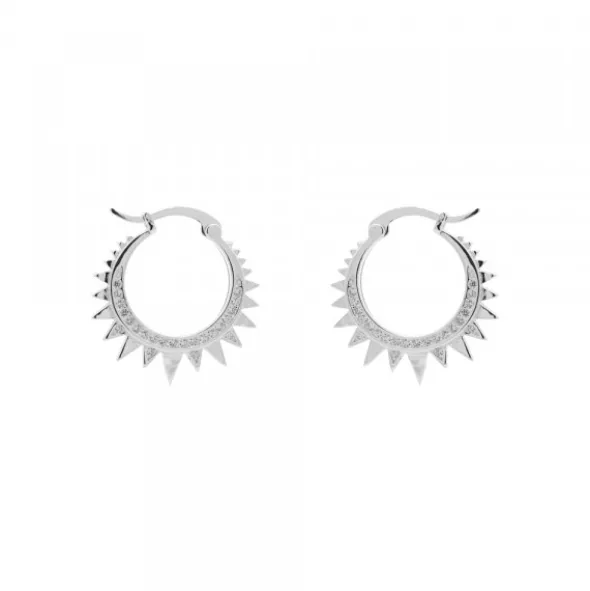 Pendientes Aro Punk Plata y Circonitas 15mm
