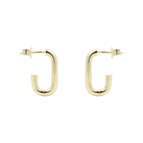 Pendientes Aro Rectangular Plata Dorada 19mm