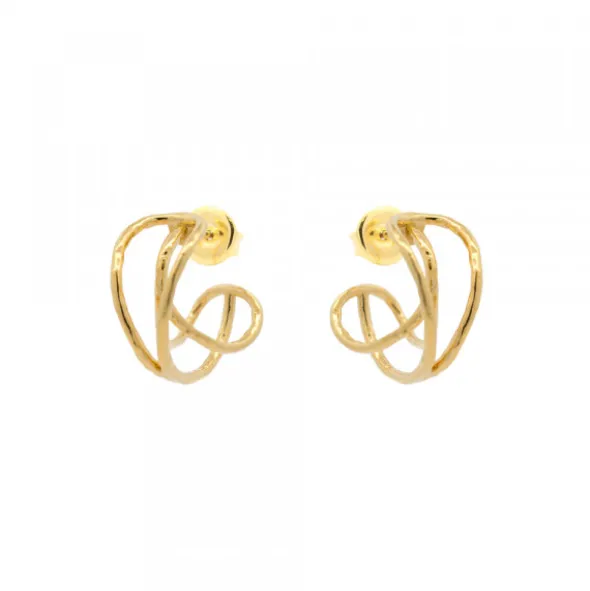 Pendientes Aros doble Plata Dorada 15mm