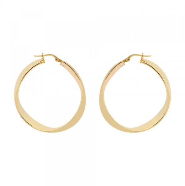 Pendientes Aros Entorchados Plata Dorada 38mm