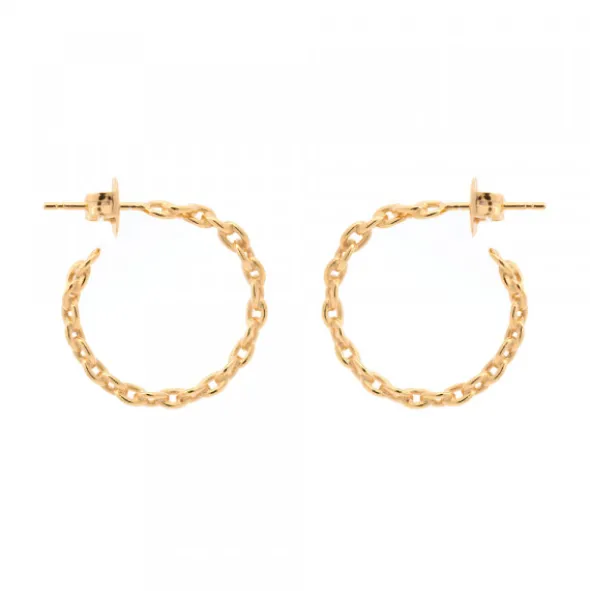 Pendientes Aros Eslabones Plata Dorada