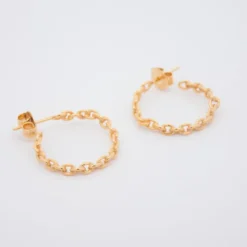 Pendientes Aros Eslabones Plata Dorada