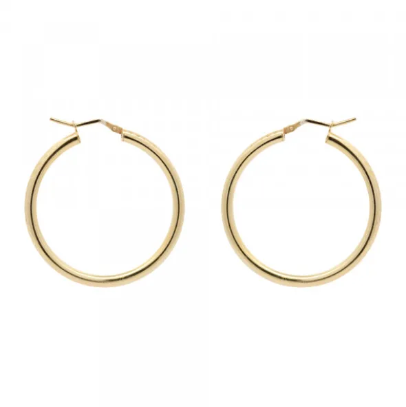 Pendientes Aros Martelé Plata Dorada 36mm