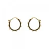 Pendientes Aros Punky Plata Dorada y Circonitas 17mm