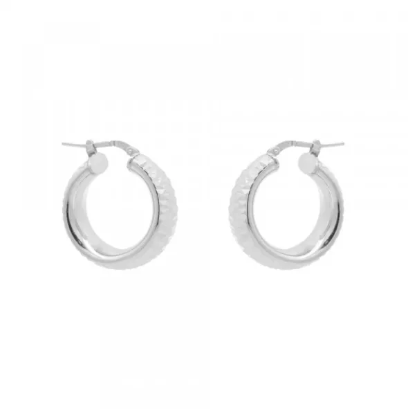 Pendientes Aro Textura Plata 20mm
