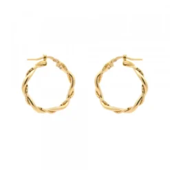 Pendientes Aro Trenzado Plata Dorada 25mm