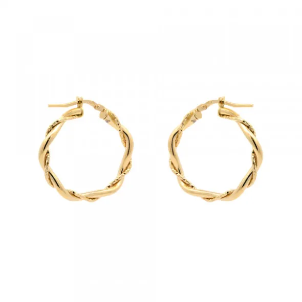 Pendientes Aro Trenzado Plata Dorada 25mm