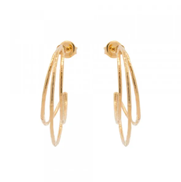 Pendientes Aro Triple Plata Dorada
