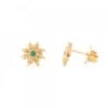 Pendientes Basic Colors Plata Dorada y Circonita Verde