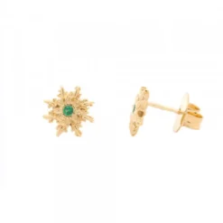 Pendientes Basic Colors Plata Dorada y Circonita Verde