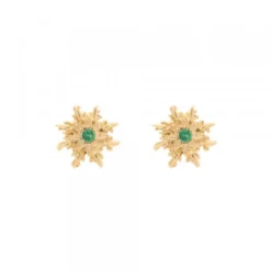 Pendientes Basic Colors Plata Dorada y Circonita Verde